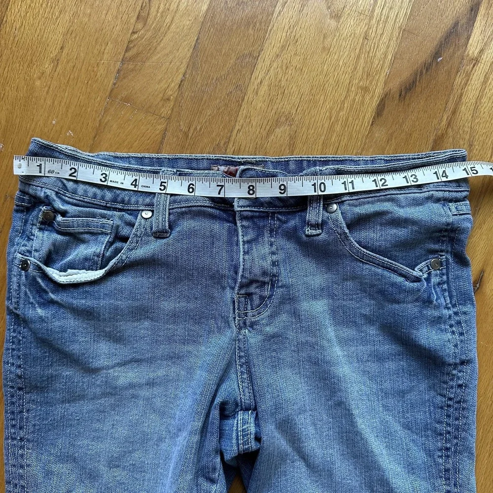 VTG Y2K No Boundaries Denim Jean Shorts Low Rise 9 Blue Bermuda Stretch 5 Pocket